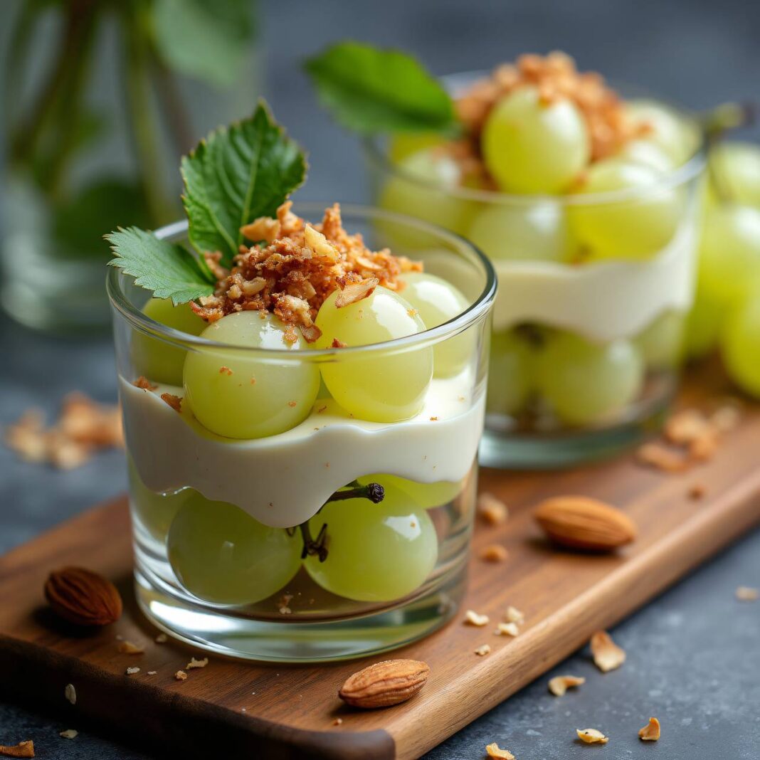 Marinierte Trauben mit Mandelcreme Rezept Marinierte Trauben mit Mandelcreme Rezept