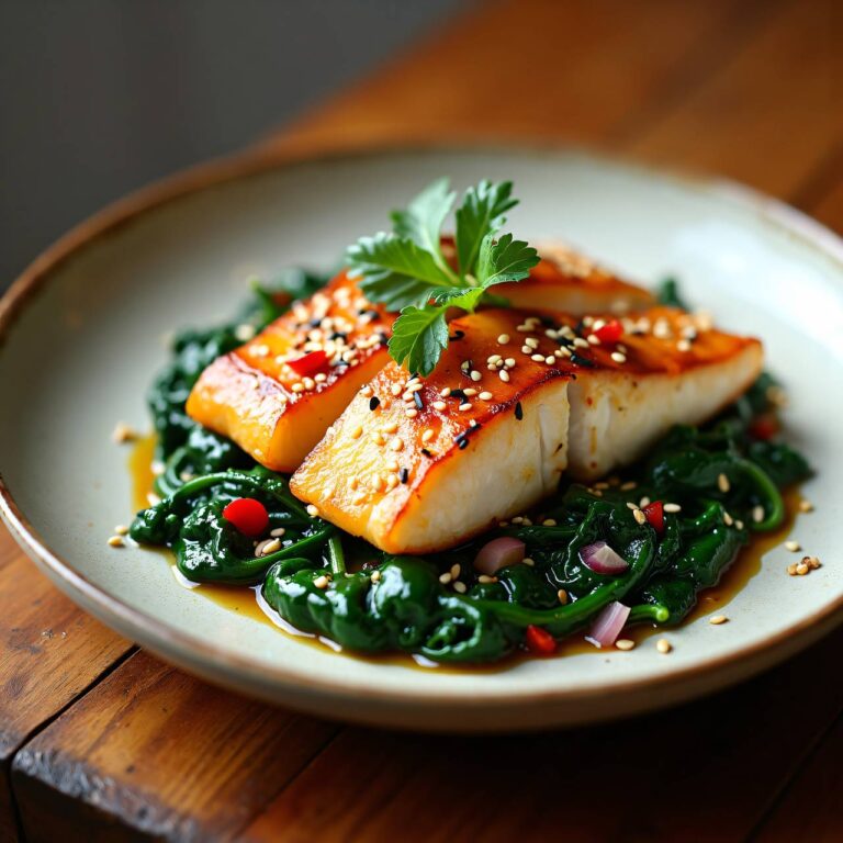 Marinierter Fisch auf Spinatbett Rezept
