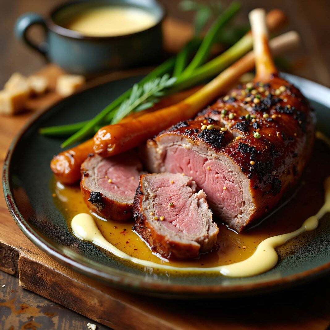 Mariniertes Lammgigot mit Sahnesauce Rezept Mariniertes Lammgigot mit Sahnesauce Rezept