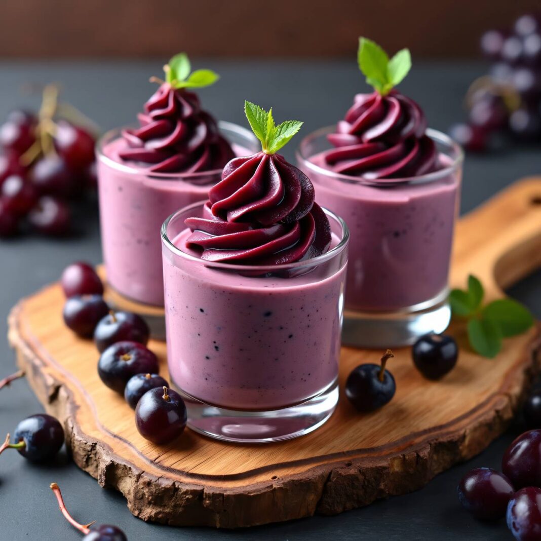 Maroni-Grappa-Mousse mit marinierten Trauben Rezept Maroni-Grappa-Mousse mit marinierten Trauben Rezept