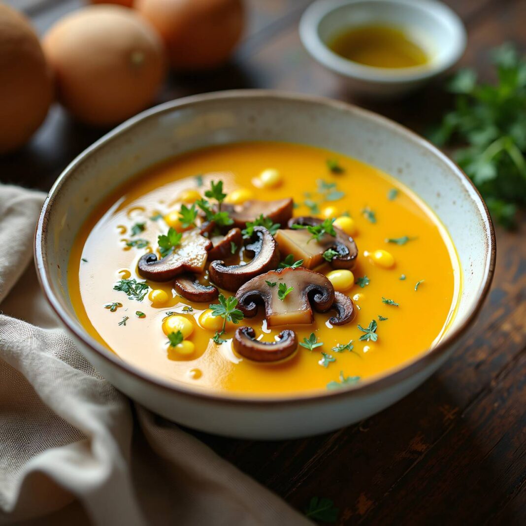 Maroni-Mais-Suppe mit Pilzen Rezept Maroni-Mais-Suppe mit Pilzen Rezept