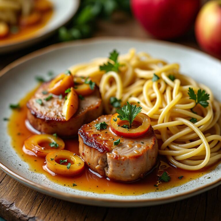 Medaillons mit Apfel-Cognac-Sauce Rezept