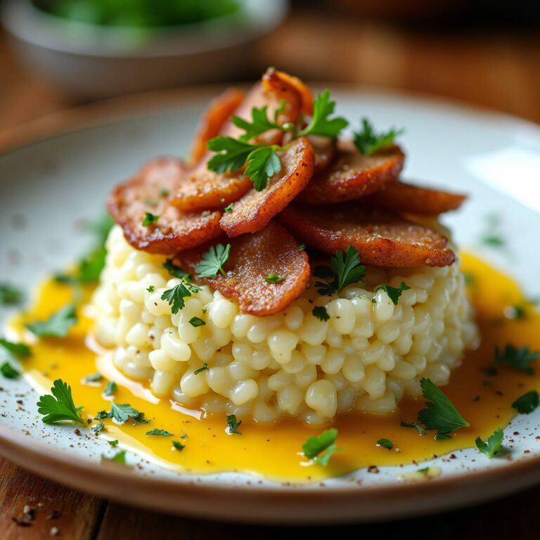 Meerrettich-Risotto mit Fleischstreifen Rezept