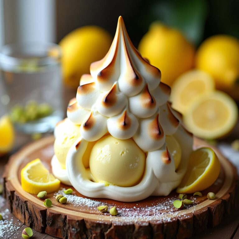 Meringue-Zitronen-Eisbombe Rezept