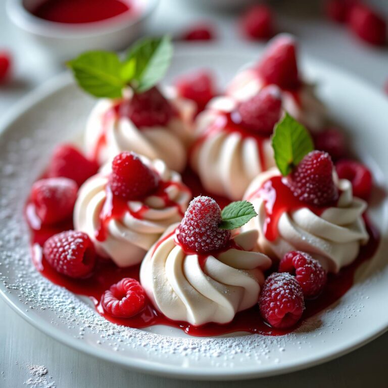 Meringues mit Himbeeren Rezept