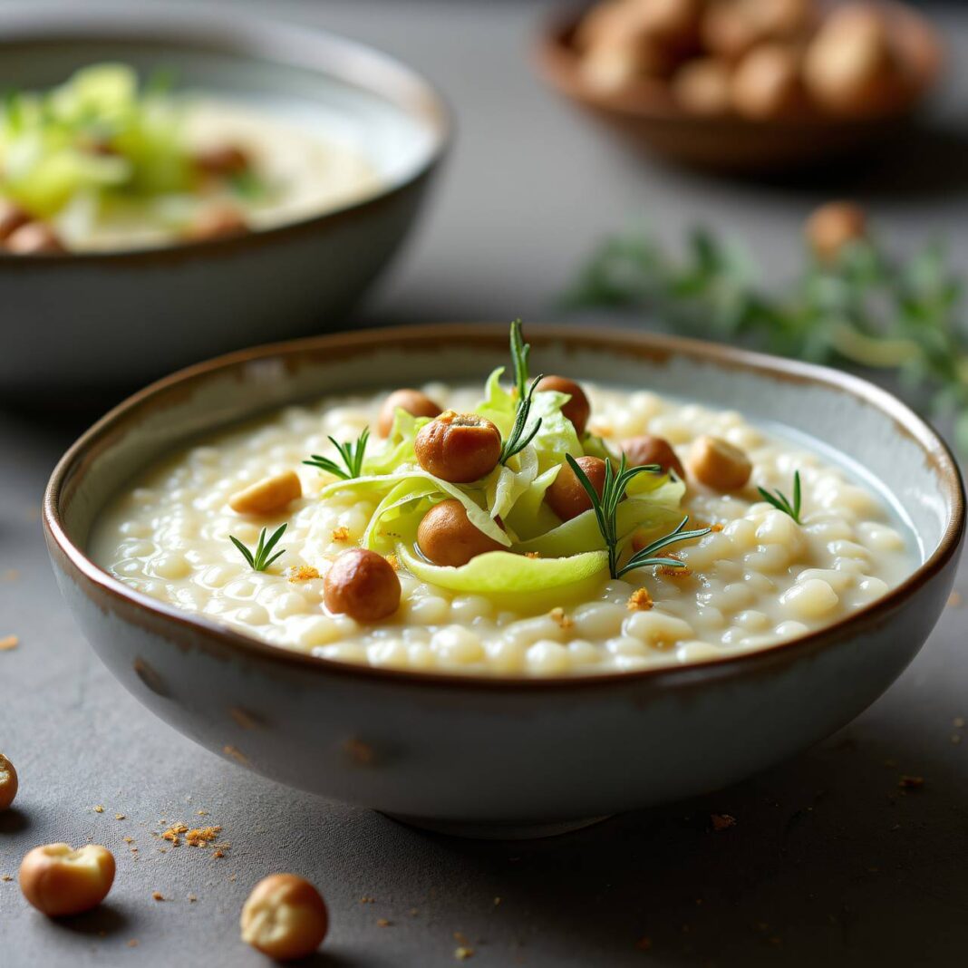 Milch-Risotto mit Wirz und Nüssen Rezept Milch-Risotto mit Wirz und Nüssen Rezept