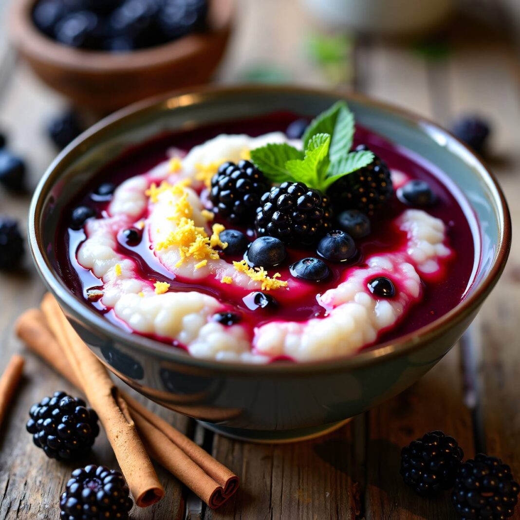 Milchreis mit Brombeer-Honig-Kompott Rezept Milchreis mit Brombeer-Honig-Kompott Rezept