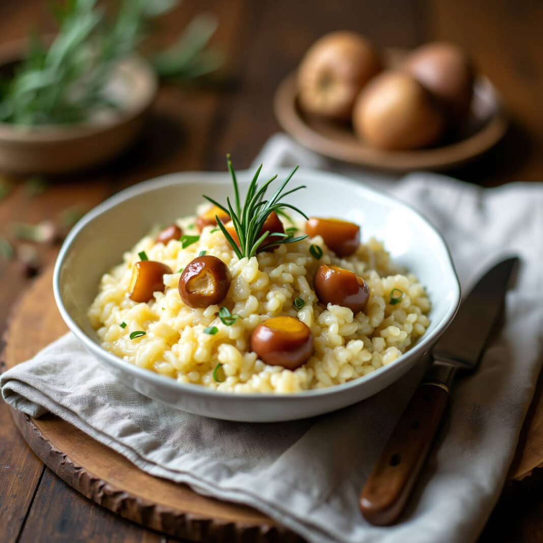 Milchrisotto mit Maronen und Rosmarin Rezept Milchrisotto mit Maronen und Rosmarin Rezept