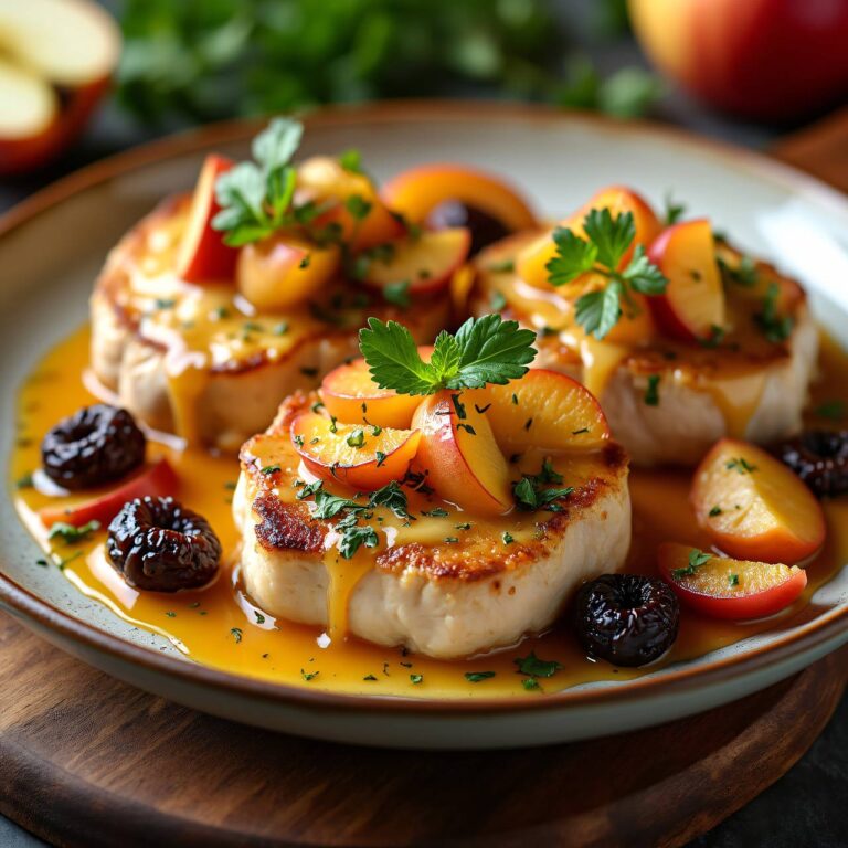 Mit Apfel gratinierte Schweinskoteletts Rezept