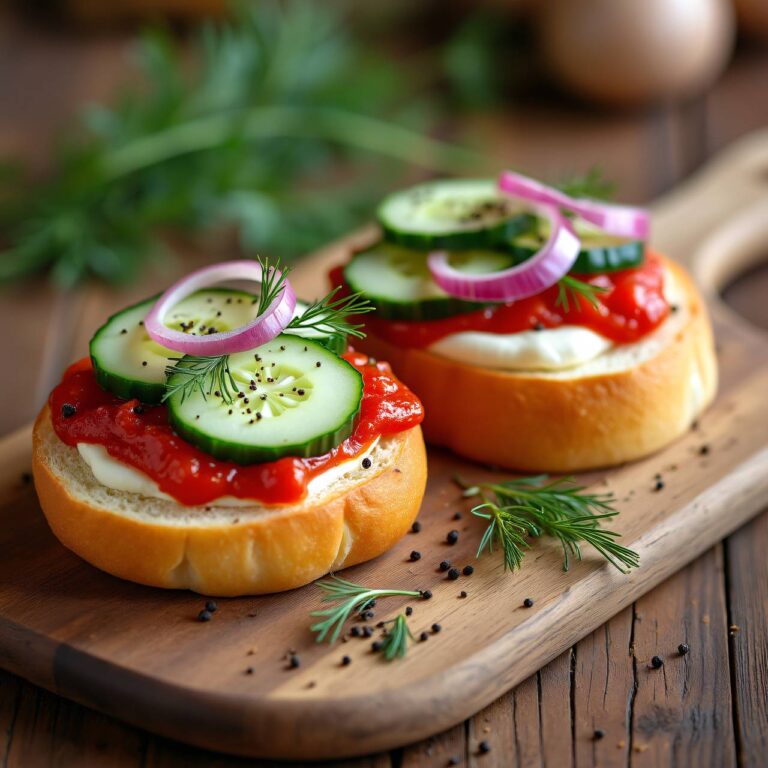 Mohnbrötchen mit Käse und Gurken Rezept
