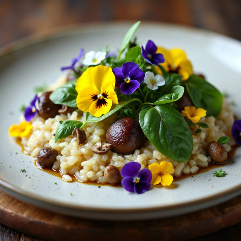 Morchelrisotto mit Spinatblüten-Salat Rezept