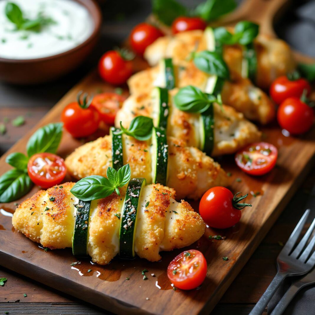 Mozzarella-Hühnerschnitzel mit Joghurt-Aioli (Low Carb) Rezept Mozzarella-Hühnerschnitzel mit Joghurt-Aioli (Low Carb) Rezept