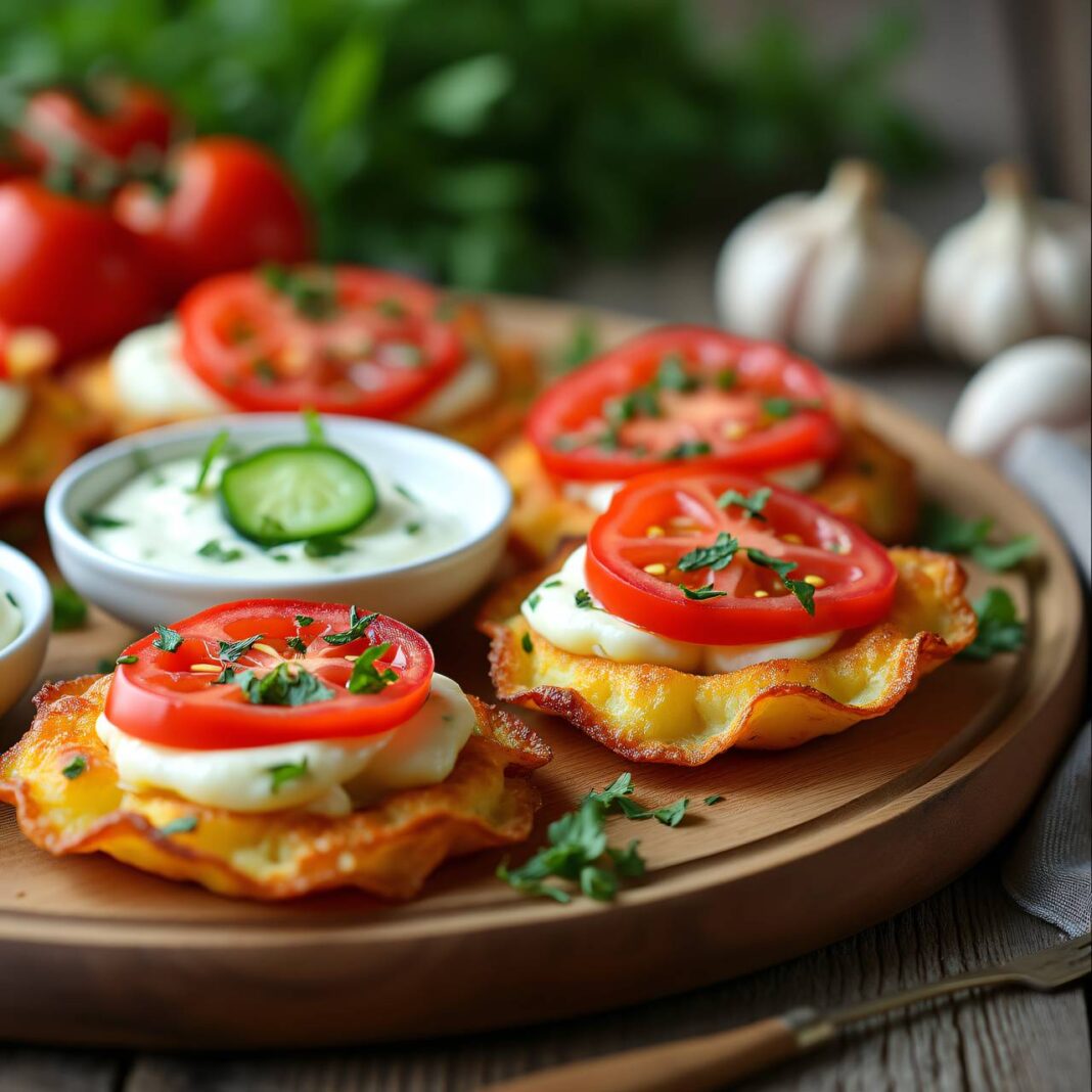 Mozzarella-Kartoffel-Tätschli mit Knoblauchquark Rezept Mozzarella-Kartoffel-Tätschli mit Knoblauchquark Rezept