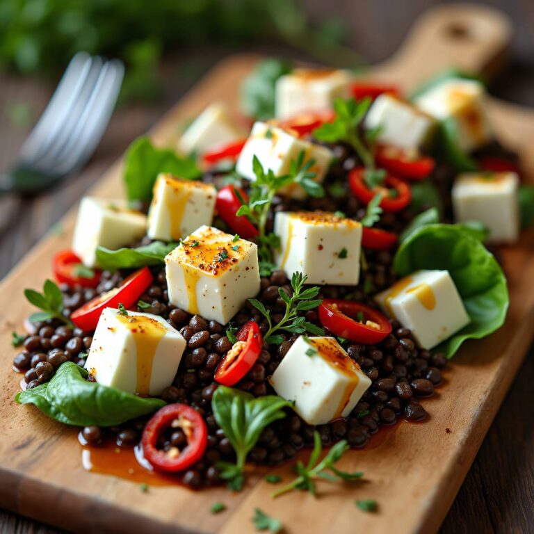 Mozzarella-Linsensalat mit gebratenem Gemüse Rezept