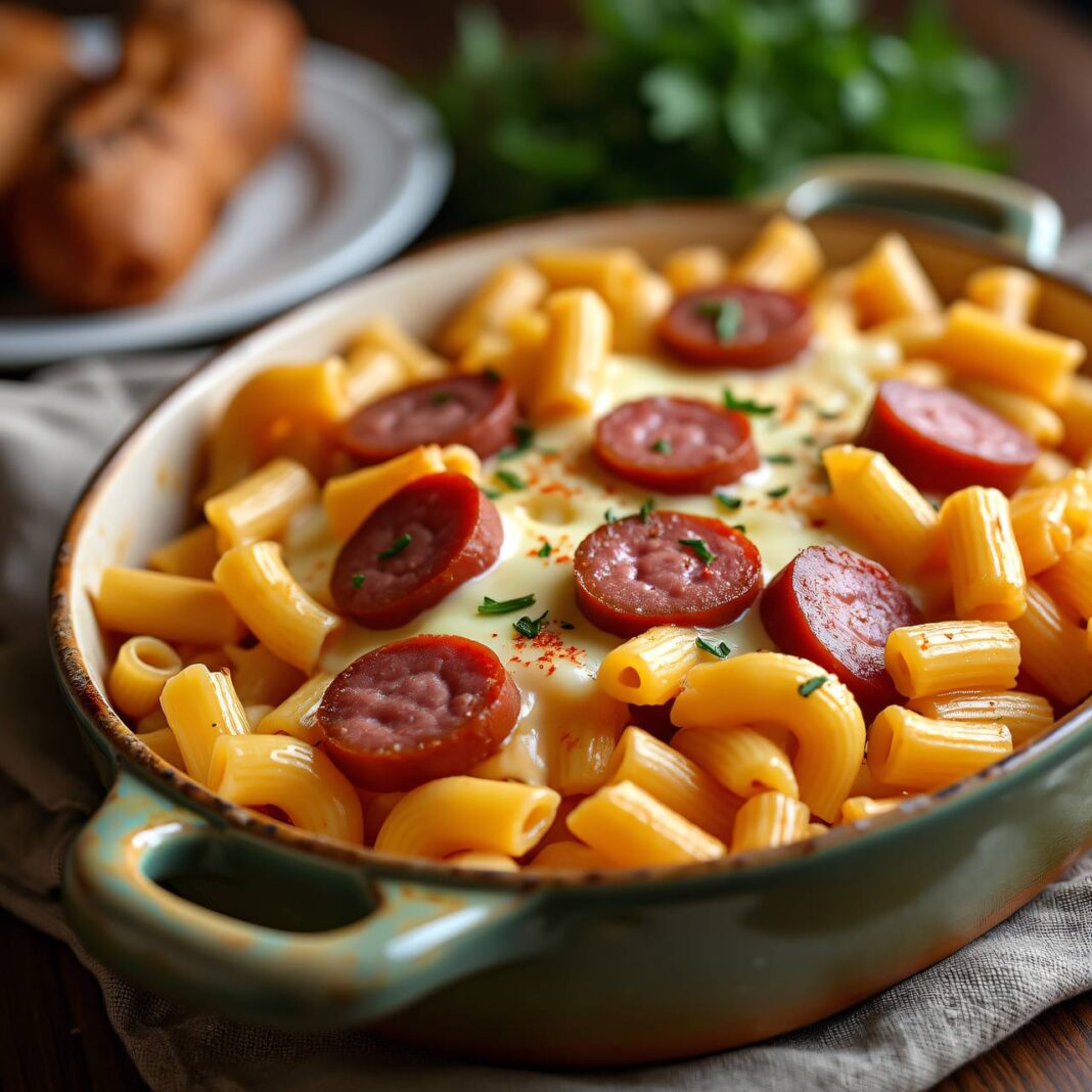 Nudelauflauf mit Würstchen Rezept Nudelauflauf mit Würstchen Rezept