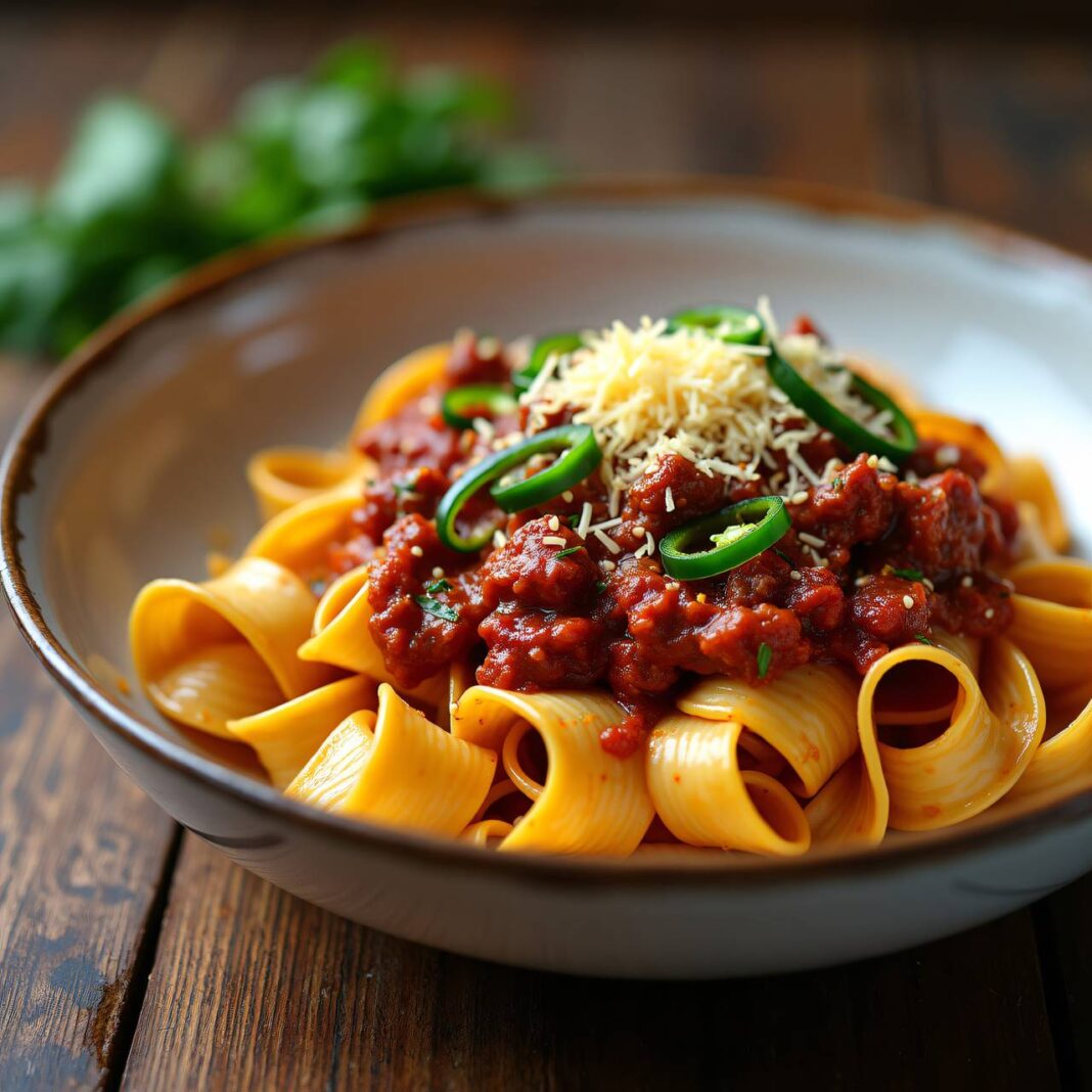 Nudeln mit Hackfleisch-Paprika-Sauce Rezept Nudeln mit Hackfleisch-Paprika-Sauce Rezept