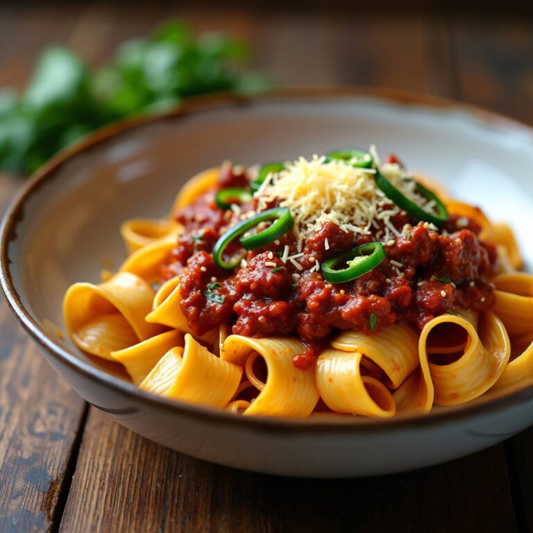 Nudeln mit Hackfleisch-Paprika-Sauce Rezept