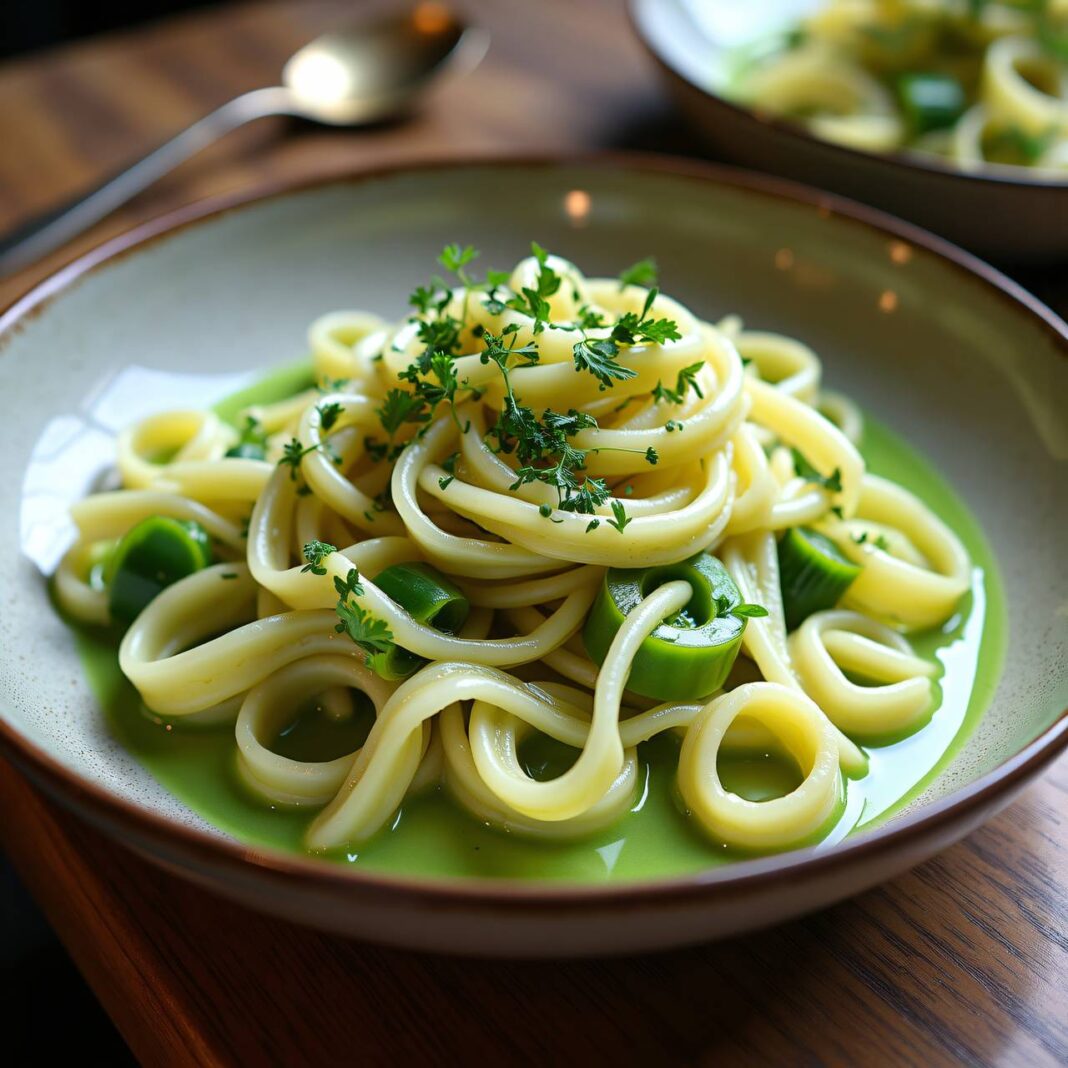 Nudeln mit Kohlrabi und Kresse-Crème Rezept Nudeln mit Kohlrabi und Kresse-Crème Rezept