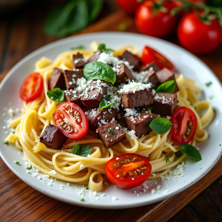Nudeln mit Rindfleisch und Cherrytomaten Rezept