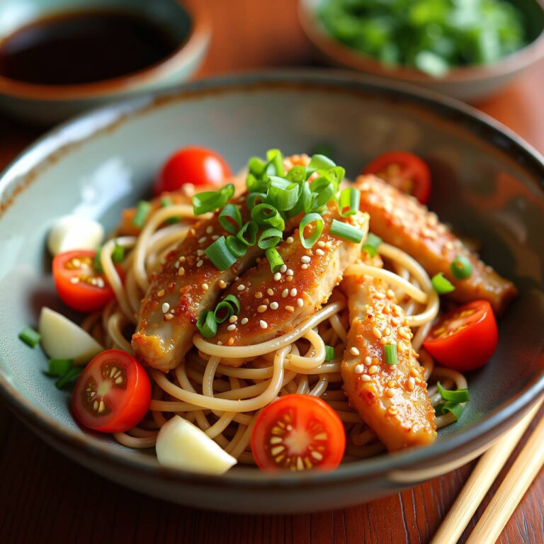 Nudeln mit Sesam-Hühnchen Rezept