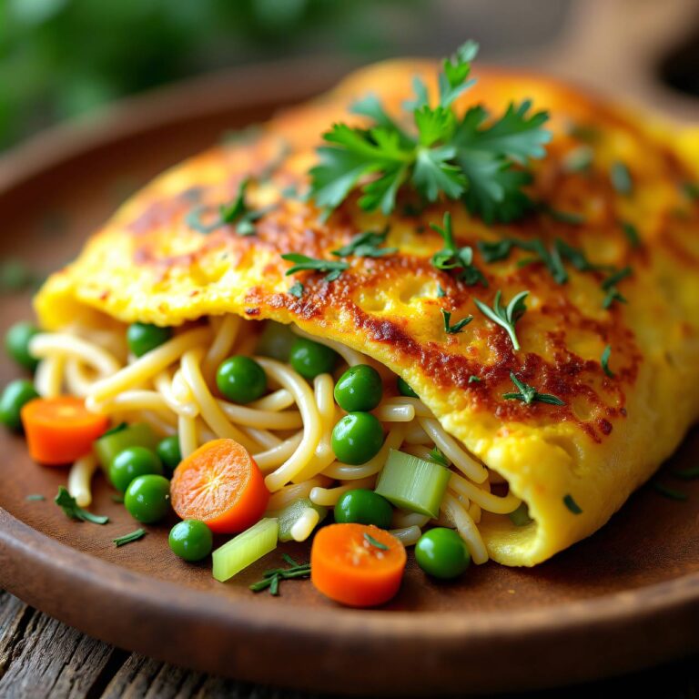 Nudelomelette mit Gemüse Rezept