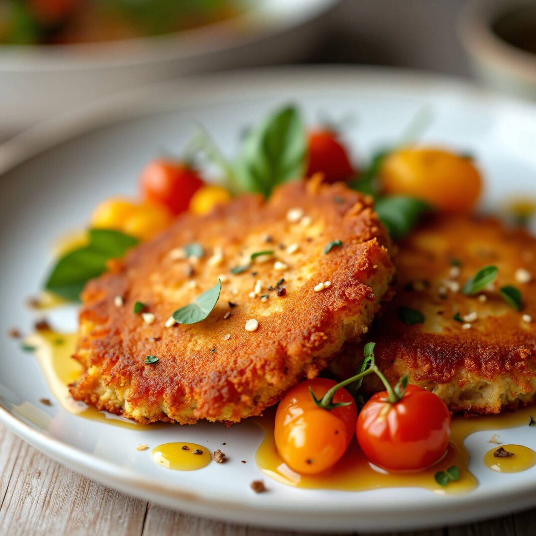 Nuss-Schnitzel mit Thymian-Tomaten Rezept Nuss-Schnitzel mit Thymian-Tomaten Rezept