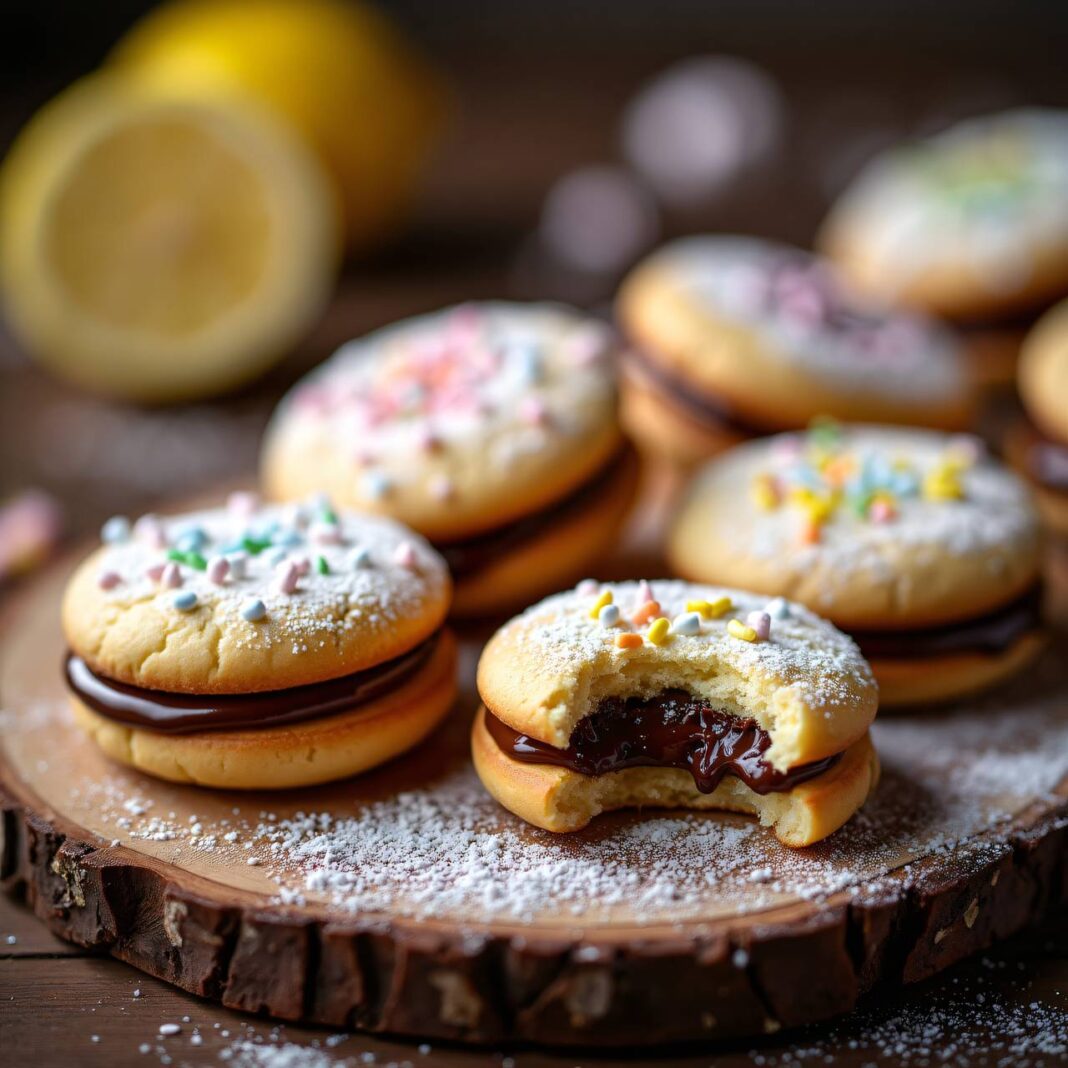 Österliche Spitzbuben mit Schokoladenfüllung Rezept Österliche Spitzbuben mit Schokoladenfüllung Rezept