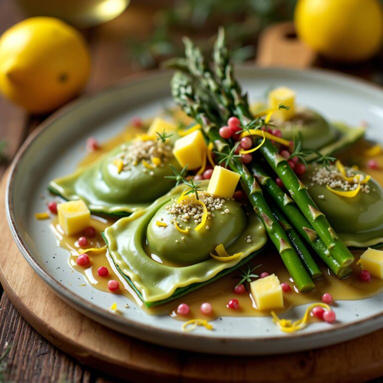 Offene Ravioli mit Spargelfüllung Rezept