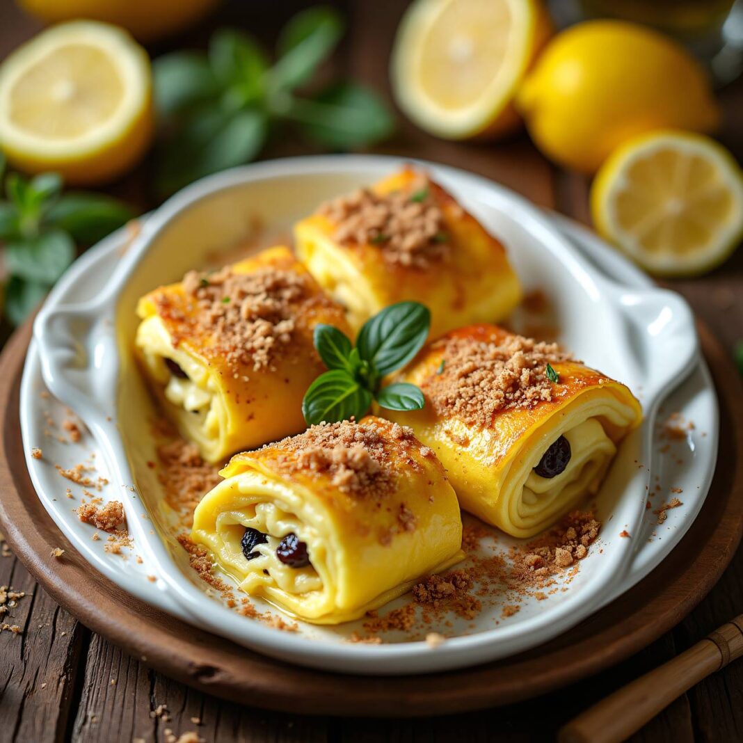 Omeletten mit Quark-Füllung und Bröseln Rezept Omeletten mit Quark-Füllung und Bröseln Rezept