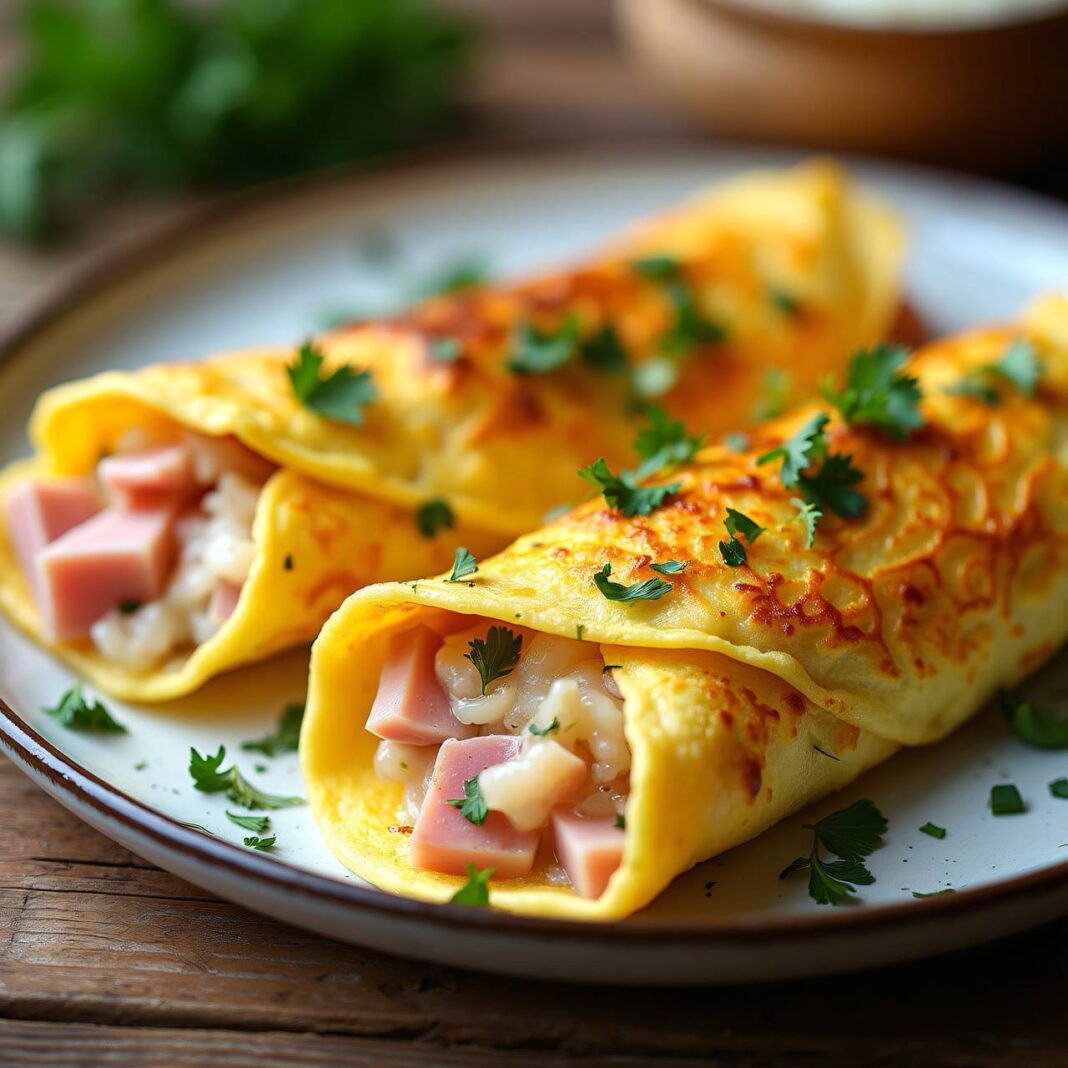 Omeletten mit Schinken-Sahne-Füllung Rezept Omeletten mit Schinken-Sahne-Füllung Rezept