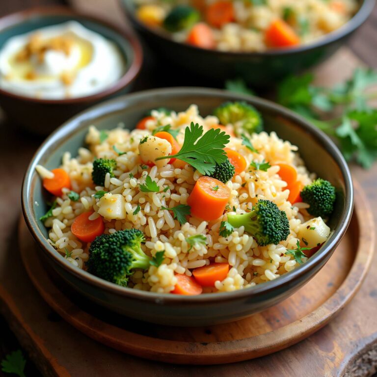 One-Pot-Reis mit Gemüse und Dip Rezept