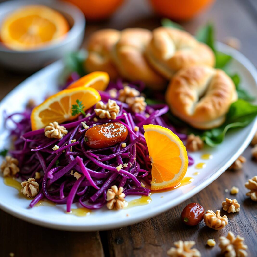Orangen-Kraut-Salat mit Dattel-Nuss-Brötchen Rezept Orangen-Kraut-Salat mit Dattel-Nuss-Brötchen Rezept