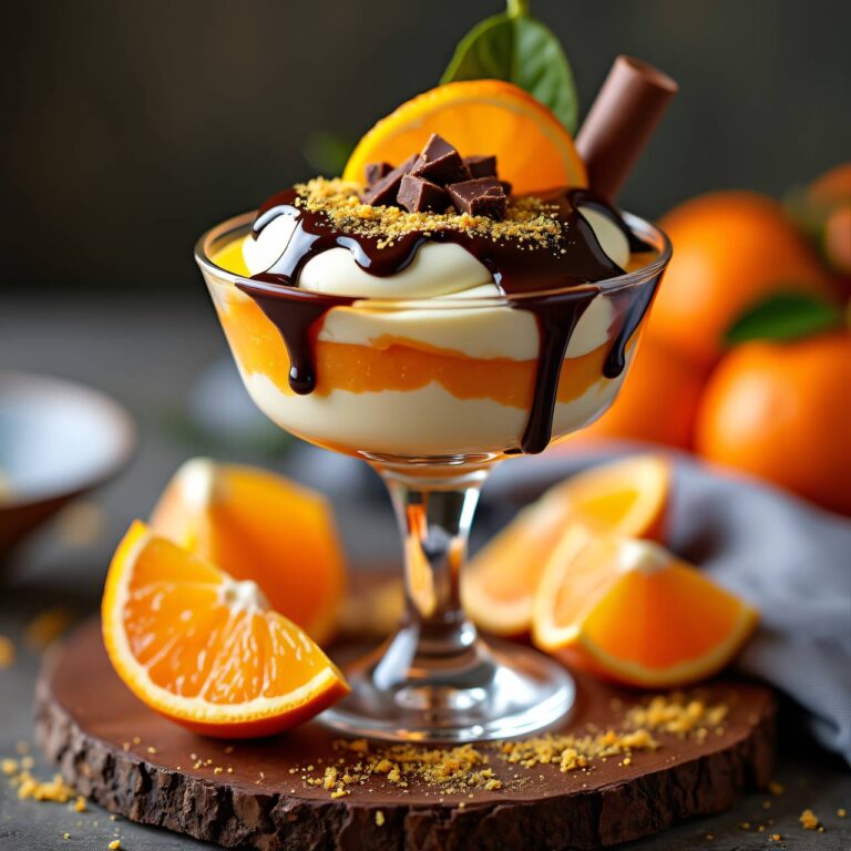 Orangen-Parfait mit Schokoladensauce Rezept