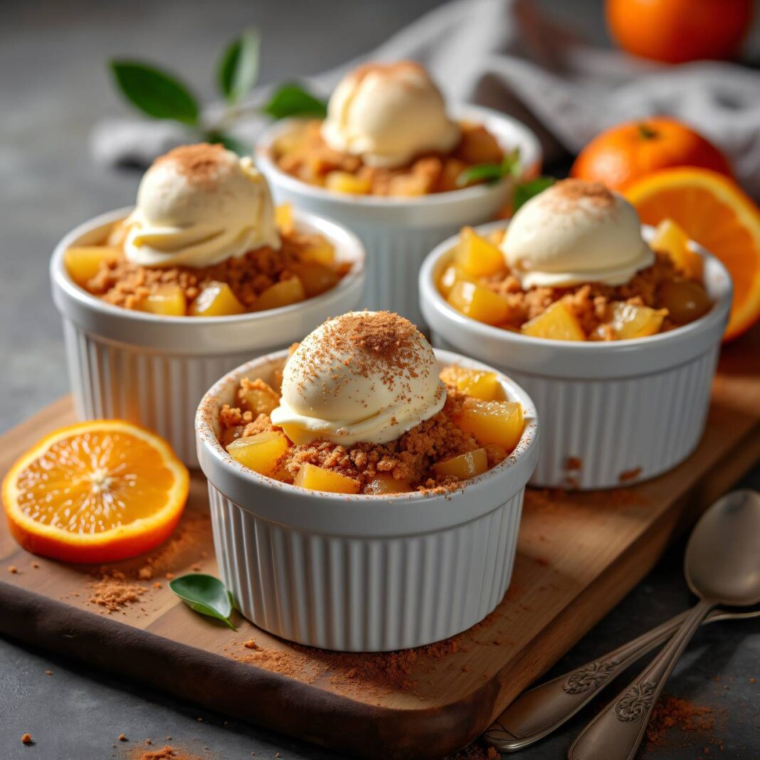 Orangencrumble mit Eis Rezept Orangencrumble mit Eis Rezept