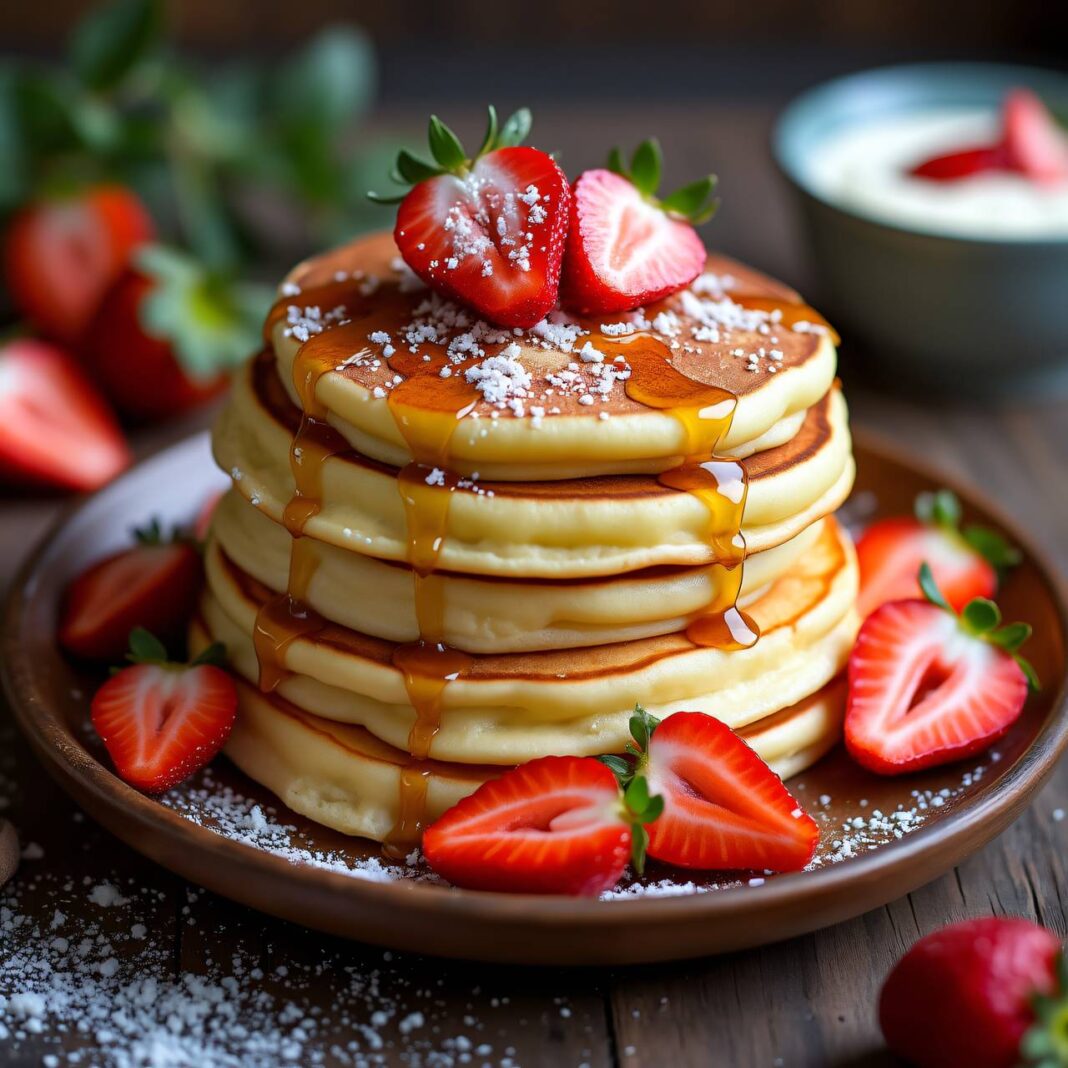 Pancakes mit Erdbeerquark Rezept Pancakes mit Erdbeerquark Rezept