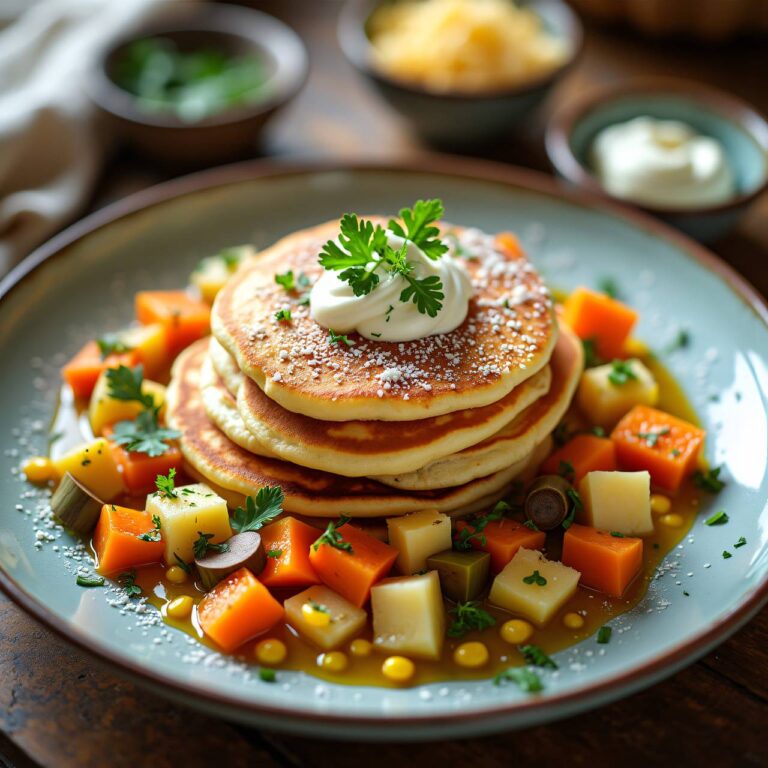 Pancakes mit Gemüsesauce Rezept