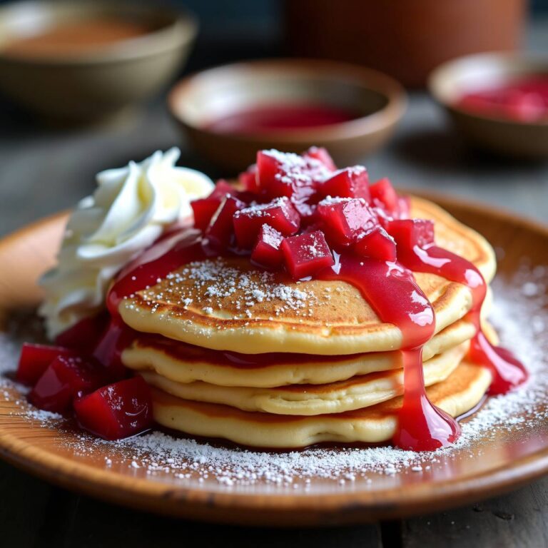 Pancakes mit Rhabarberkompott Rezept
