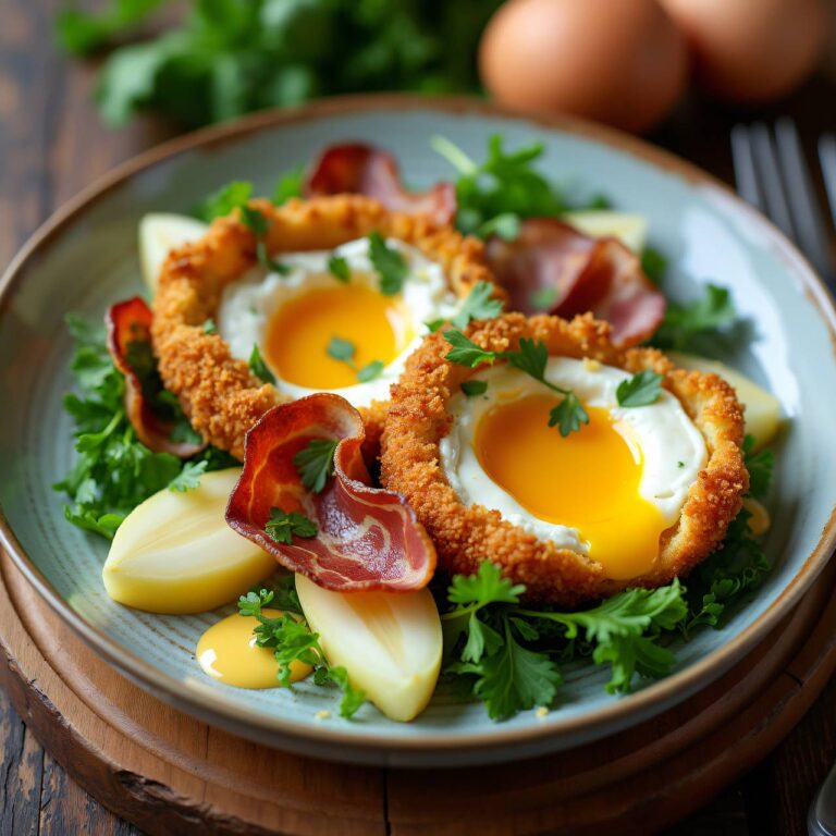 Panierte Eier auf Salat Rezept