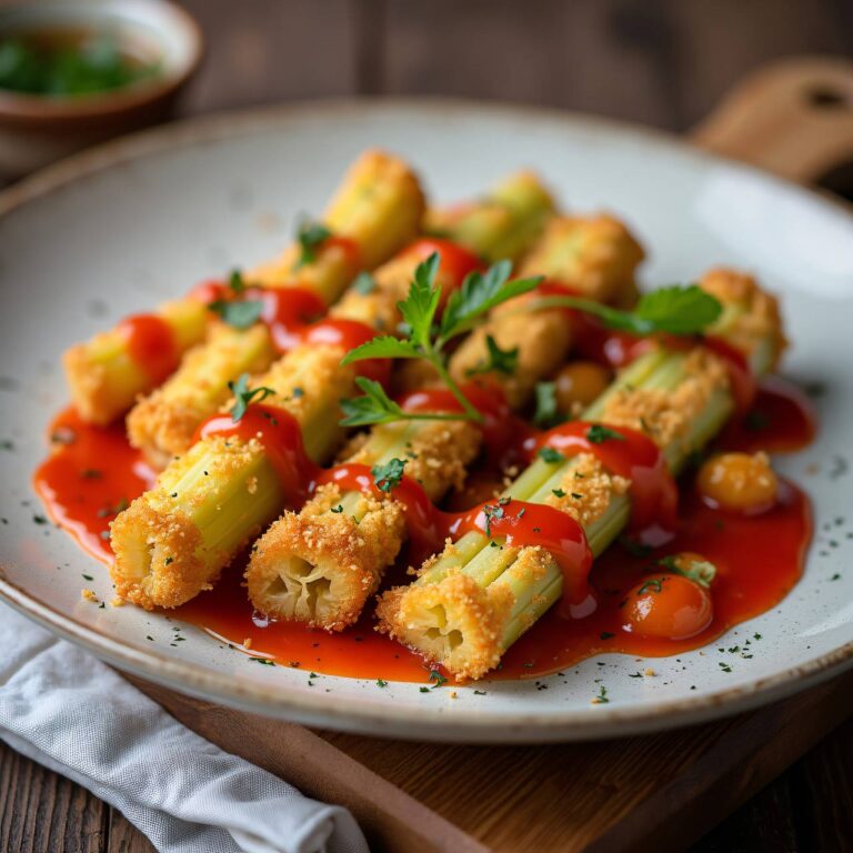 Panierte Selleriescheiben mit Teigwaren Rezept