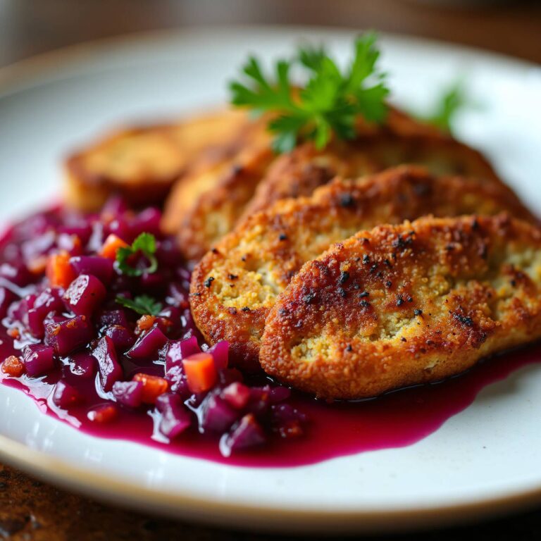 Paniertes Tafelspitz mit Rotkraut-Chutney Rezept