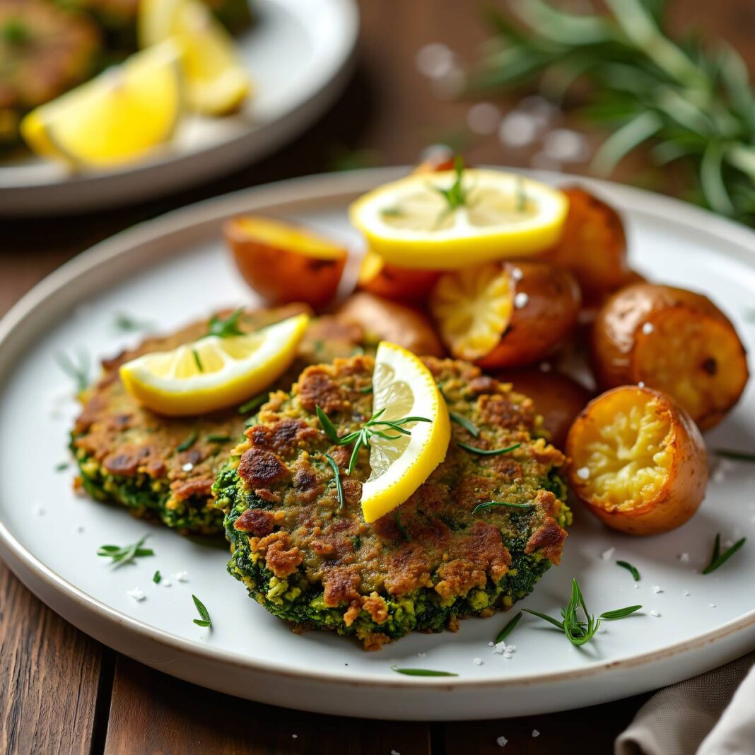 Paniertes Vegi-Schnitzel mit Rosmarin-Kartoffeln Rezept Paniertes Vegi-Schnitzel mit Rosmarin-Kartoffeln Rezept