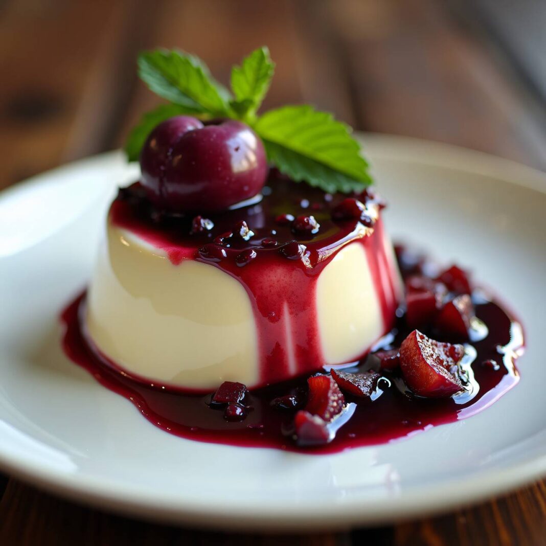 Panna cotta mit Pflaumenkompott Rezept Panna cotta mit Pflaumenkompott Rezept