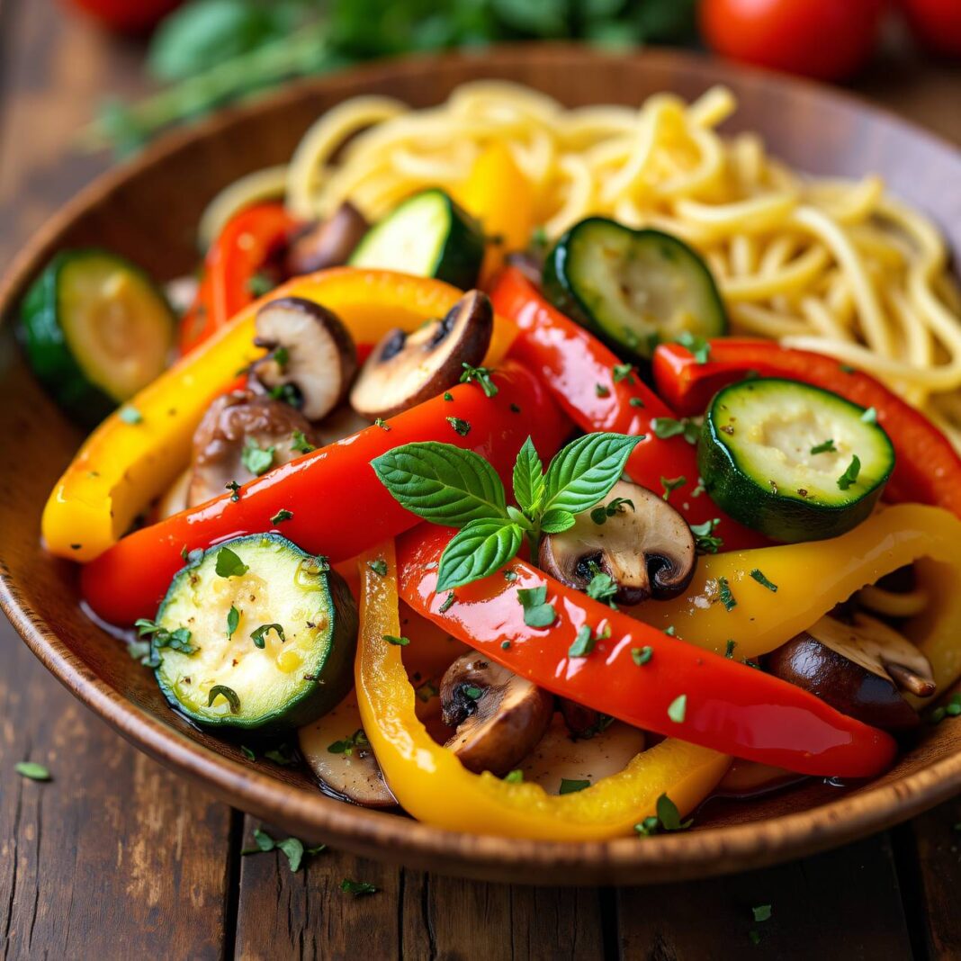 Paprika-Gemüse mit Teigwaren Rezept Paprika-Gemüse mit Teigwaren Rezept