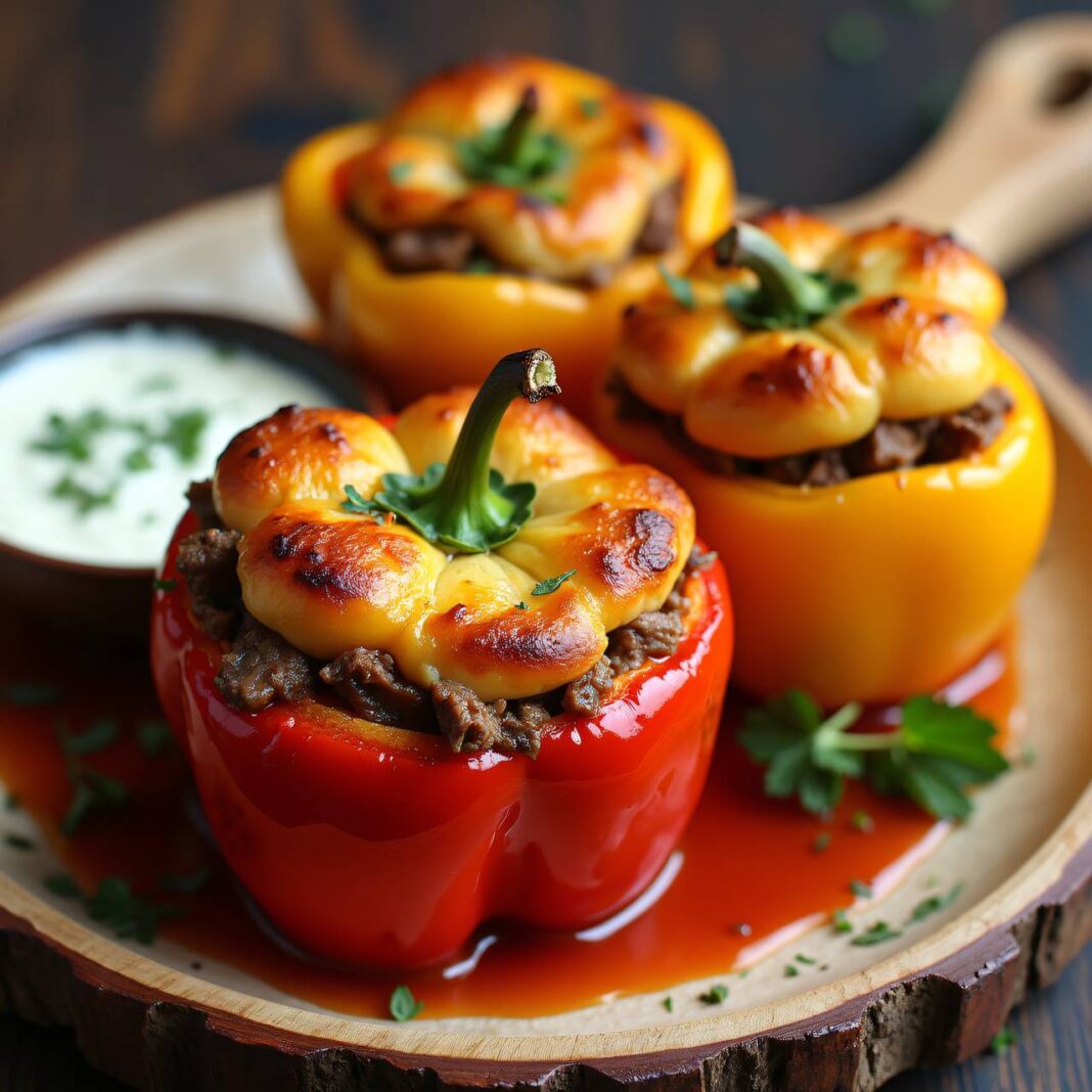 Paprika mit Lammfleisch und Knoblauch-Joghurt Rezept Paprika mit Lammfleisch und Knoblauch-Joghurt Rezept