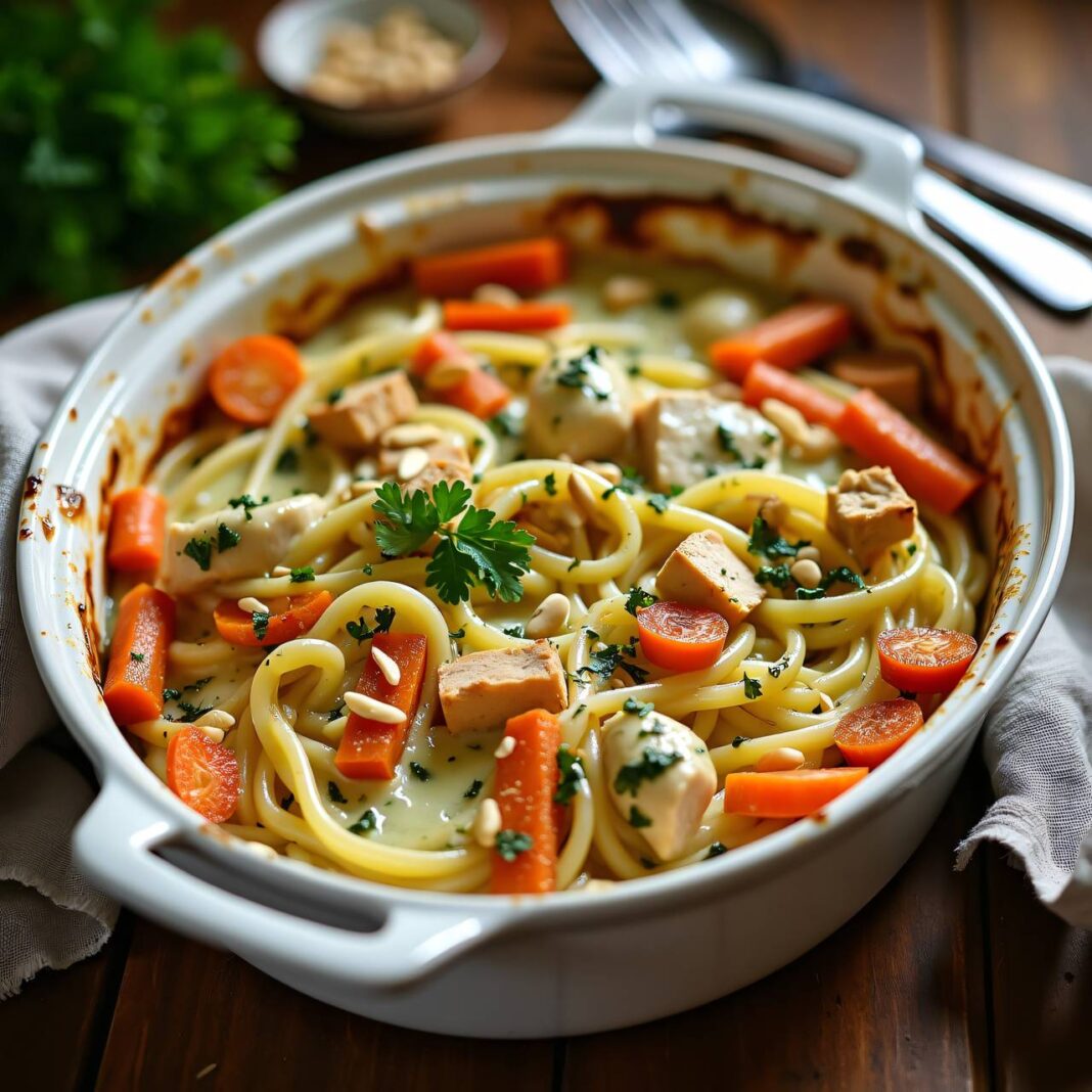 Pasta-Gratin mit Huhn und Kräuter-Pesto Rezept Pasta-Gratin mit Huhn und Kräuter-Pesto Rezept
