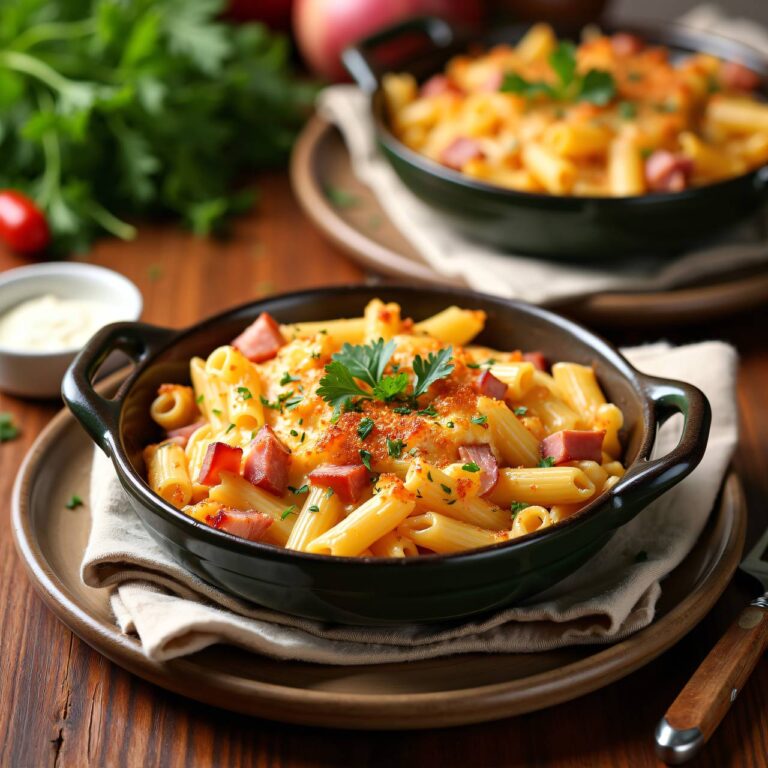 Pasta-Gratin mit Schinken Rezept
