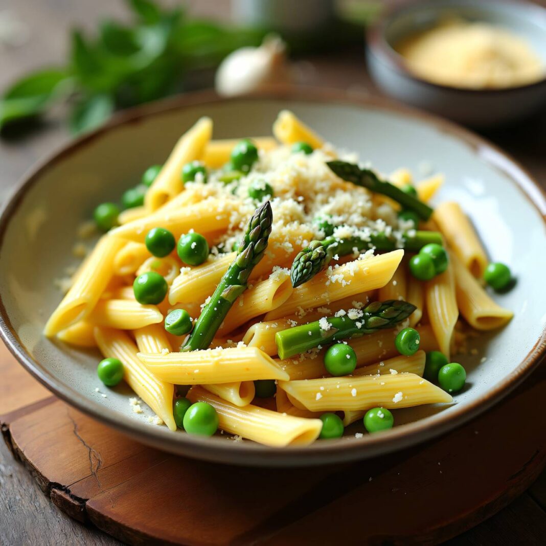 Pasta mit Spargel-Erbsen-Sauce Rezept Pasta mit Spargel-Erbsen-Sauce Rezept