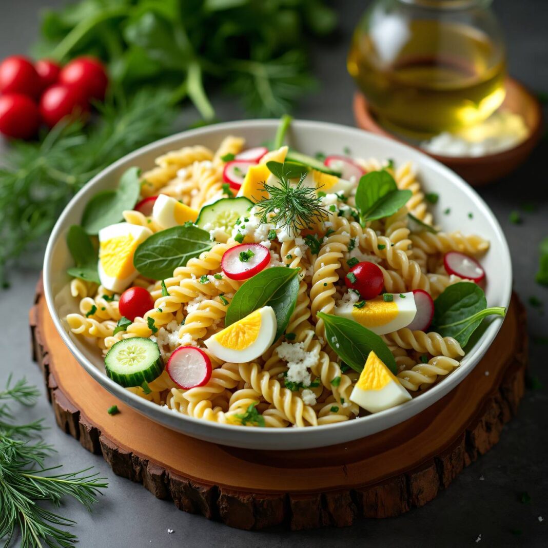 Pasta-Salat mit Gurken und Ei Rezept Pasta-Salat mit Gurken und Ei Rezept