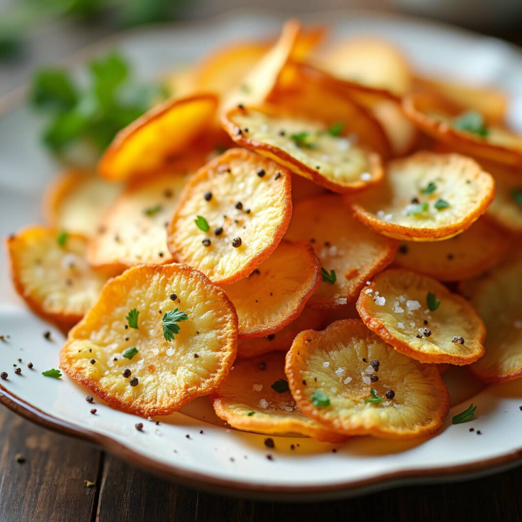 Pastinaken-Kartoffel-Chips vom Blech Rezept Pastinaken-Kartoffel-Chips vom Blech Rezept