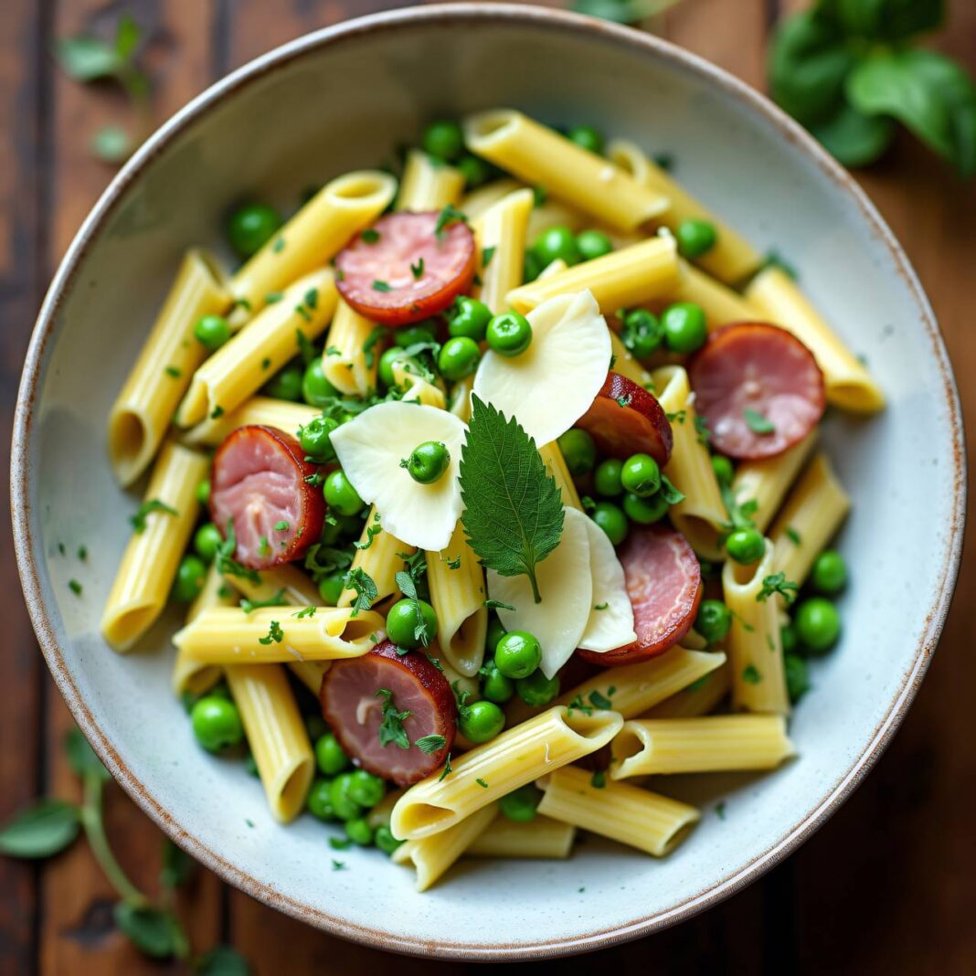 Penne an Erbsensauce mit Zitronenmelisse Rezept Penne an Erbsensauce mit Zitronenmelisse Rezept